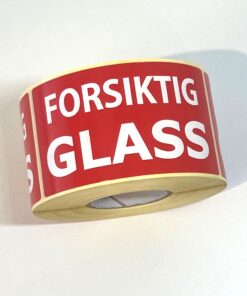 Varseletikett Forsiktig Glass